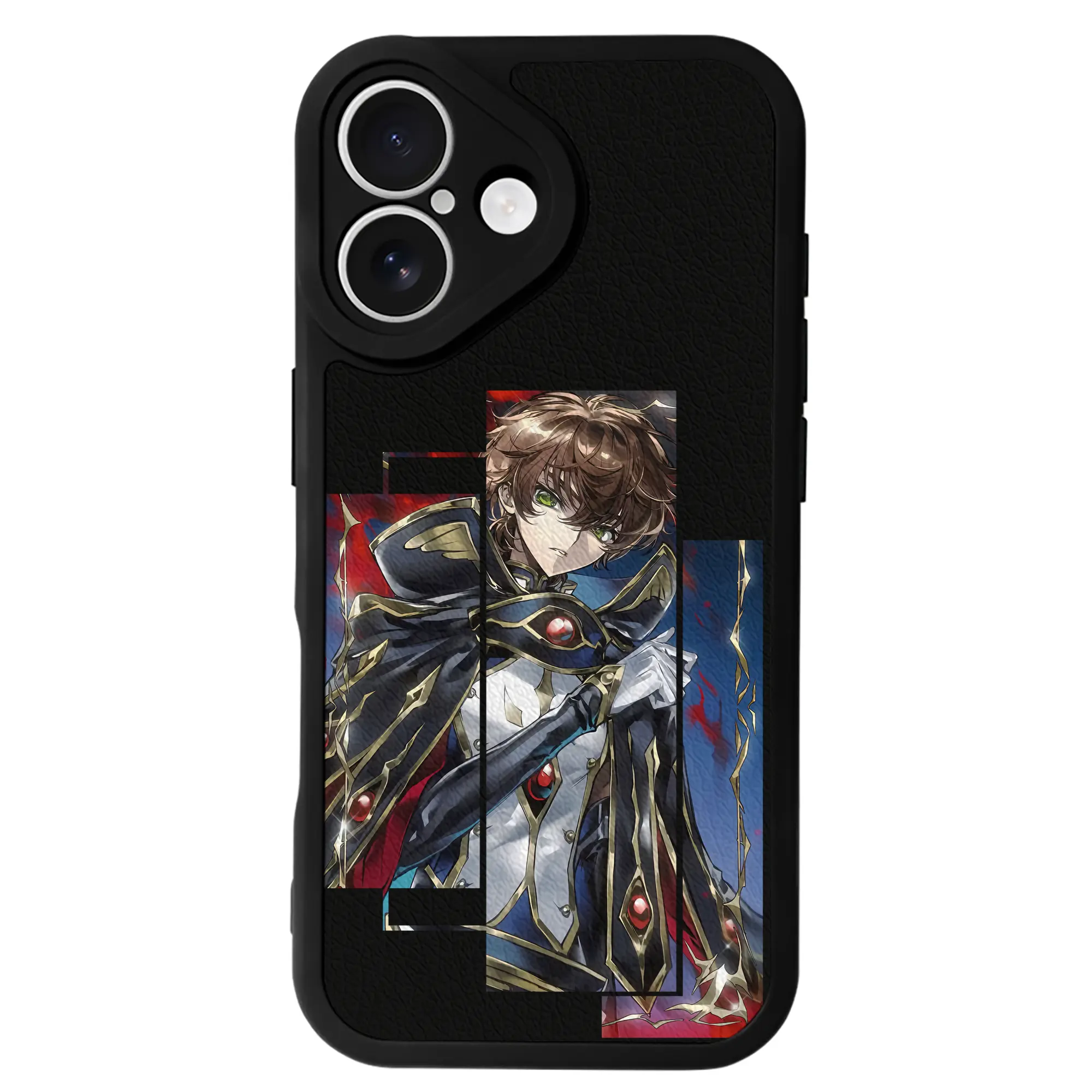 コードギアス 反逆のルルーシュ グッズ ルルーシュ・ランペルージ - IPhone 16シリーズ対応 ・ シリコンスマホケース ・ レザー調 ・ 高精度フィット ・ 耐衝撃 ・ ワイヤレス充電対応 ・ 精密カット